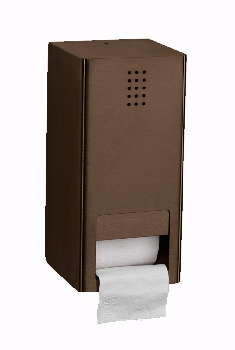 Proox One dubbele toiletrolhouder met klep verticaal brons