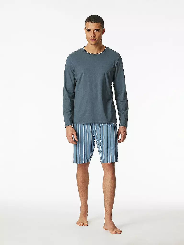 SCHIESSER Pyjama Langarmshirt dunkelblau