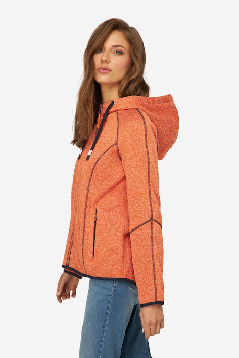 Strickfleece-Jacke, Kapuze, Zipper, Langarm, OEKO-TEX