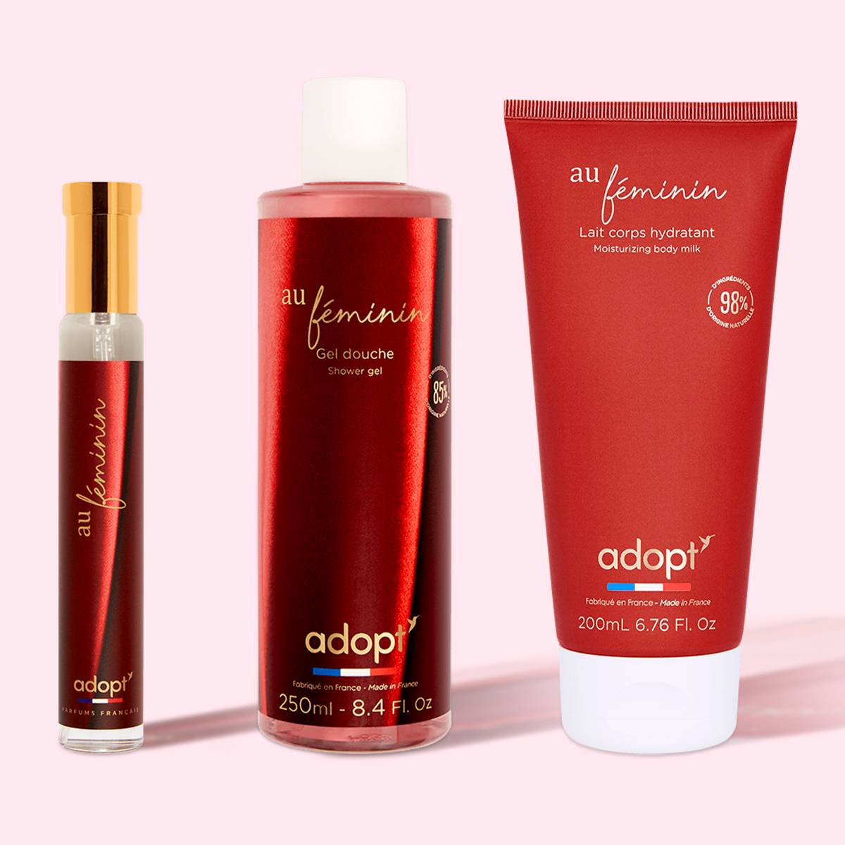 Au Féminin trio eau de parfum 30ml et gel douche et lait corps