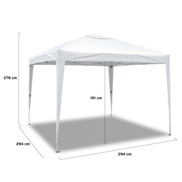 Handson One Touch partytent 2,95 x 2,95 m wit vierkant waterafstotend