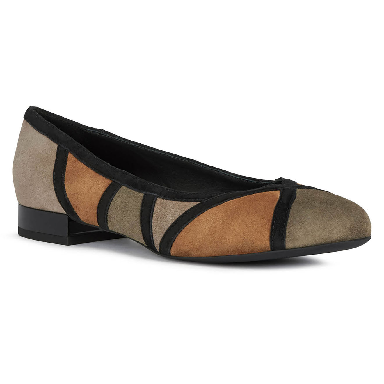 Geox Ballerines en Velours de Cuir Wistrey olive/cognac