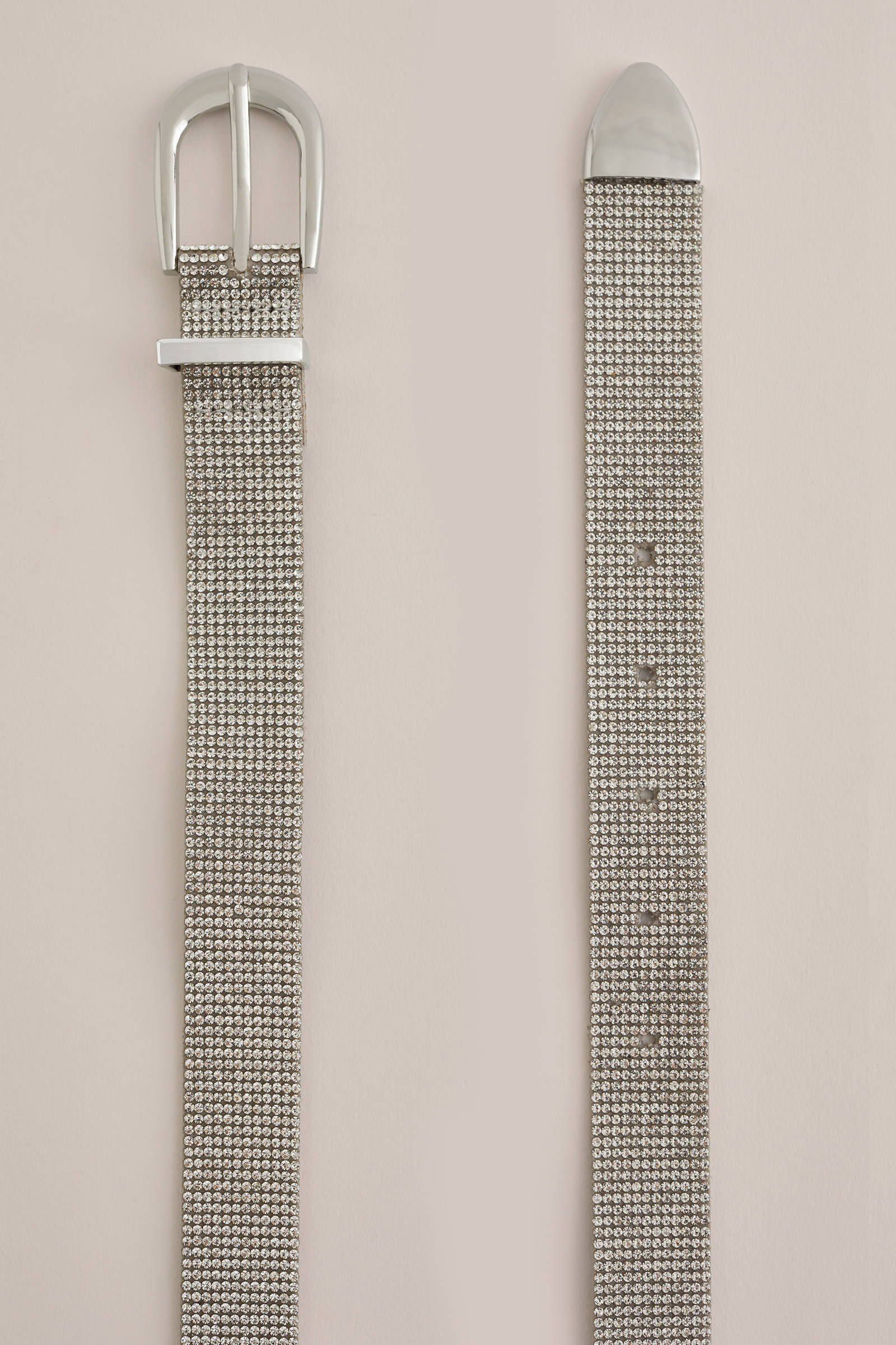 WE Fashion riem met strass zilverkleurig