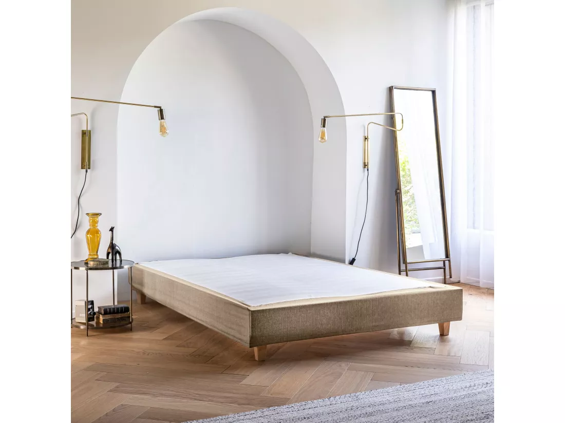 Cache-sommier Beige LEAVE - Someo 160x200