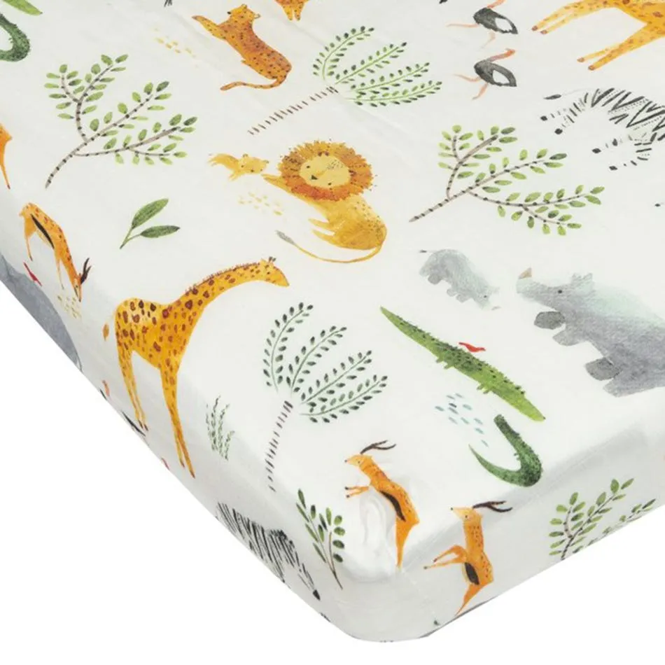 Loulou Lollipop Drap Contour + Couverture Mousseline Bambou  - Safari