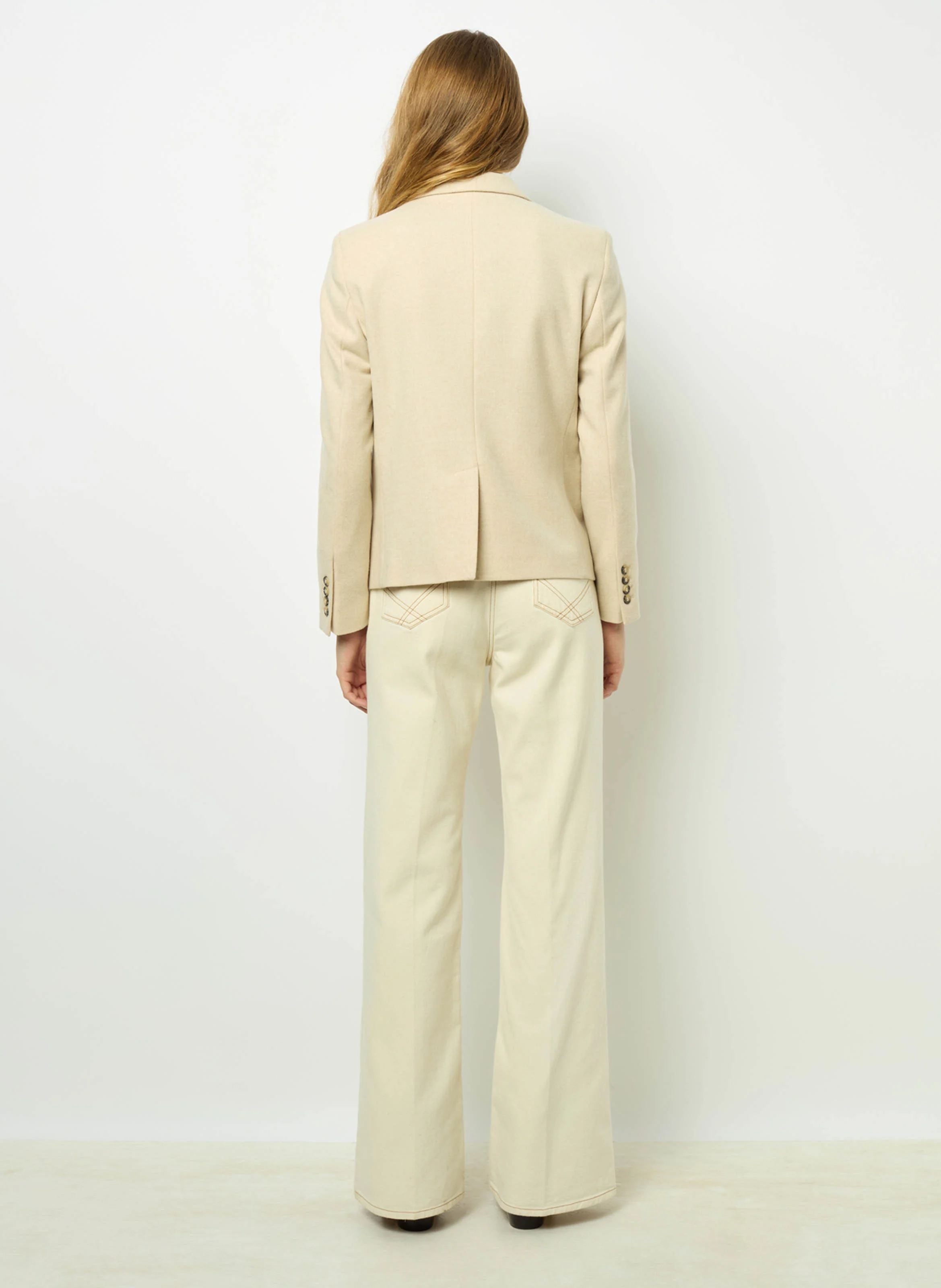 MANON - Veste tailleur droite en laine mélangée | Beige