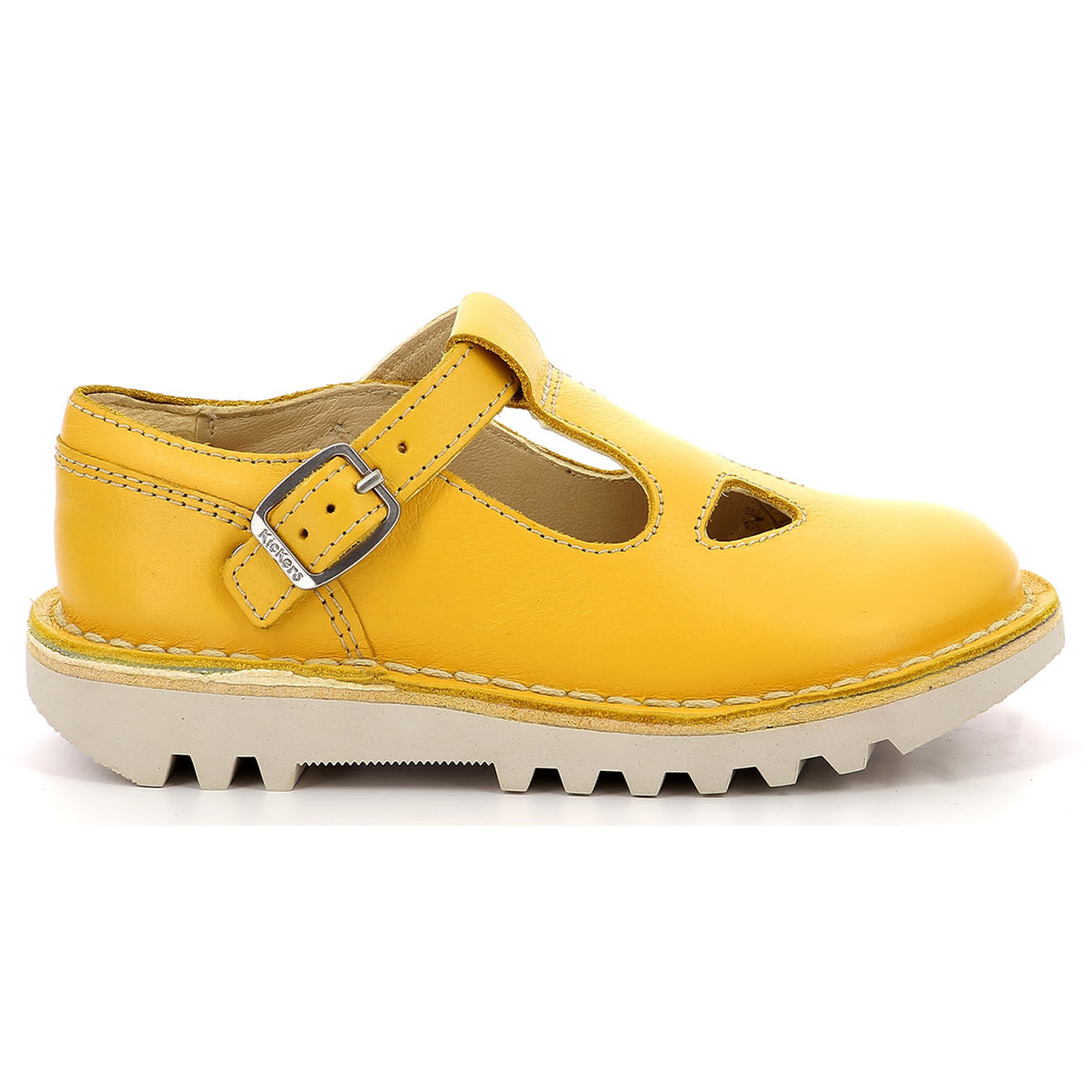 Kickers Salomés en Cuir Kick Mary Jane jaunes