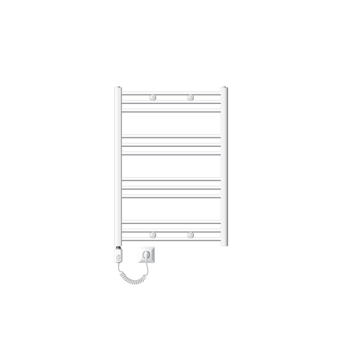 ECD Duitsland Elektrische Badkamerradiator met Verwarmingselement ECO 300W - 750 x 800 mm - Wit - Recht met Zijaansluiting - Radiator Handdoekverwarmer Handdoekdroger