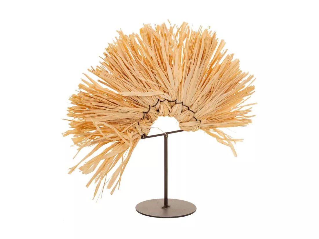 Figurine décorative en fibre naturelle marron 28x02x24.5h