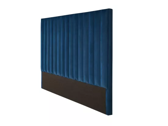 Tête de lit coutures verticales SARAH - 150 cm - Velours - Bleu nuit