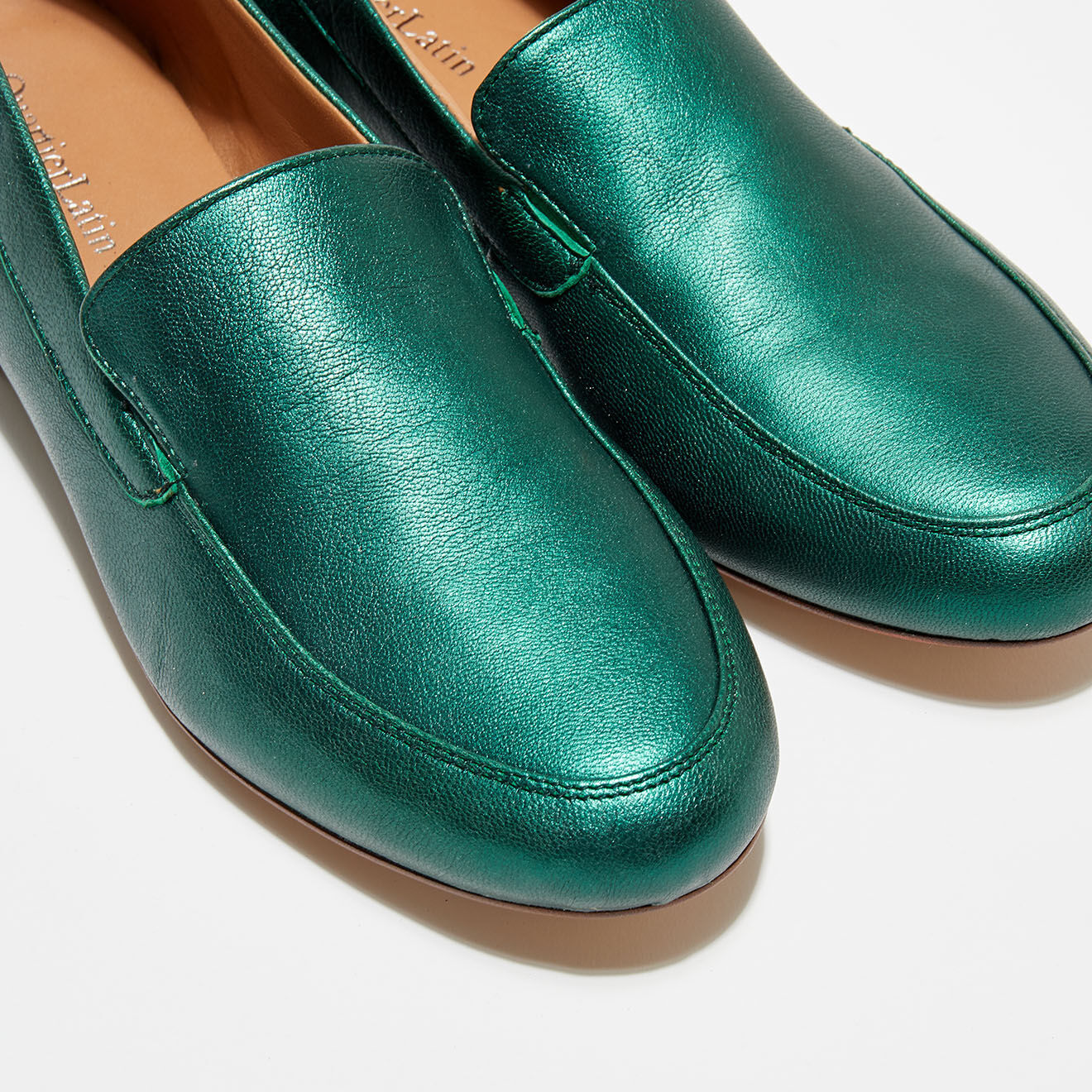 Quartier Latin Mocassins en Cuir Love irisés vert forêt