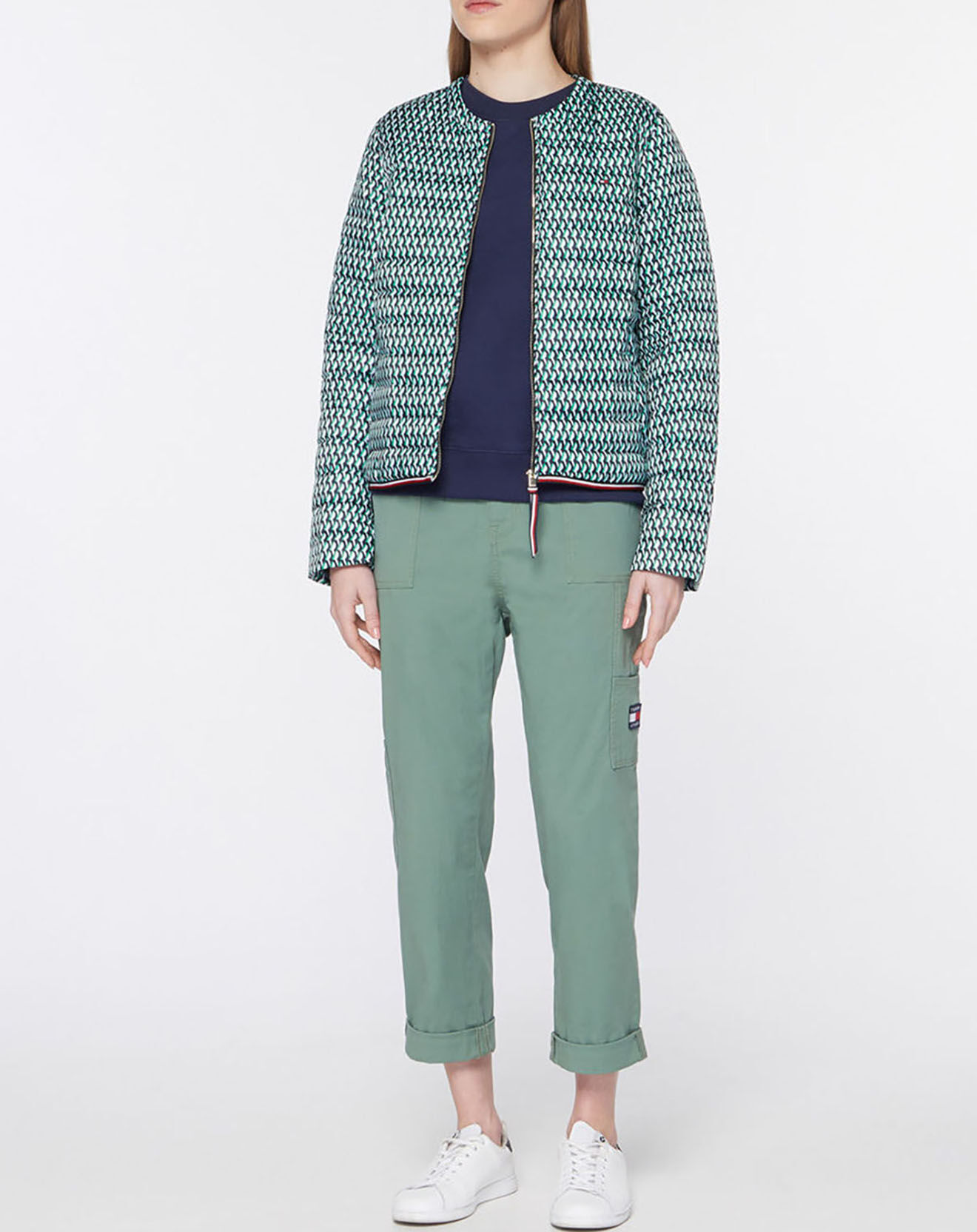 Tommy Hilfiger Doudoune fine imprimée vert/blanc/bleu marine