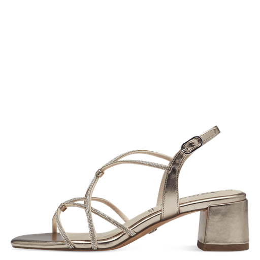 Tamaris Metallic Højhælede Sandaler, Light Gold, 39