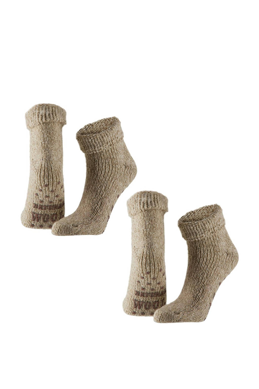 Apollo gemeleerde huissokken - set van 2 beige