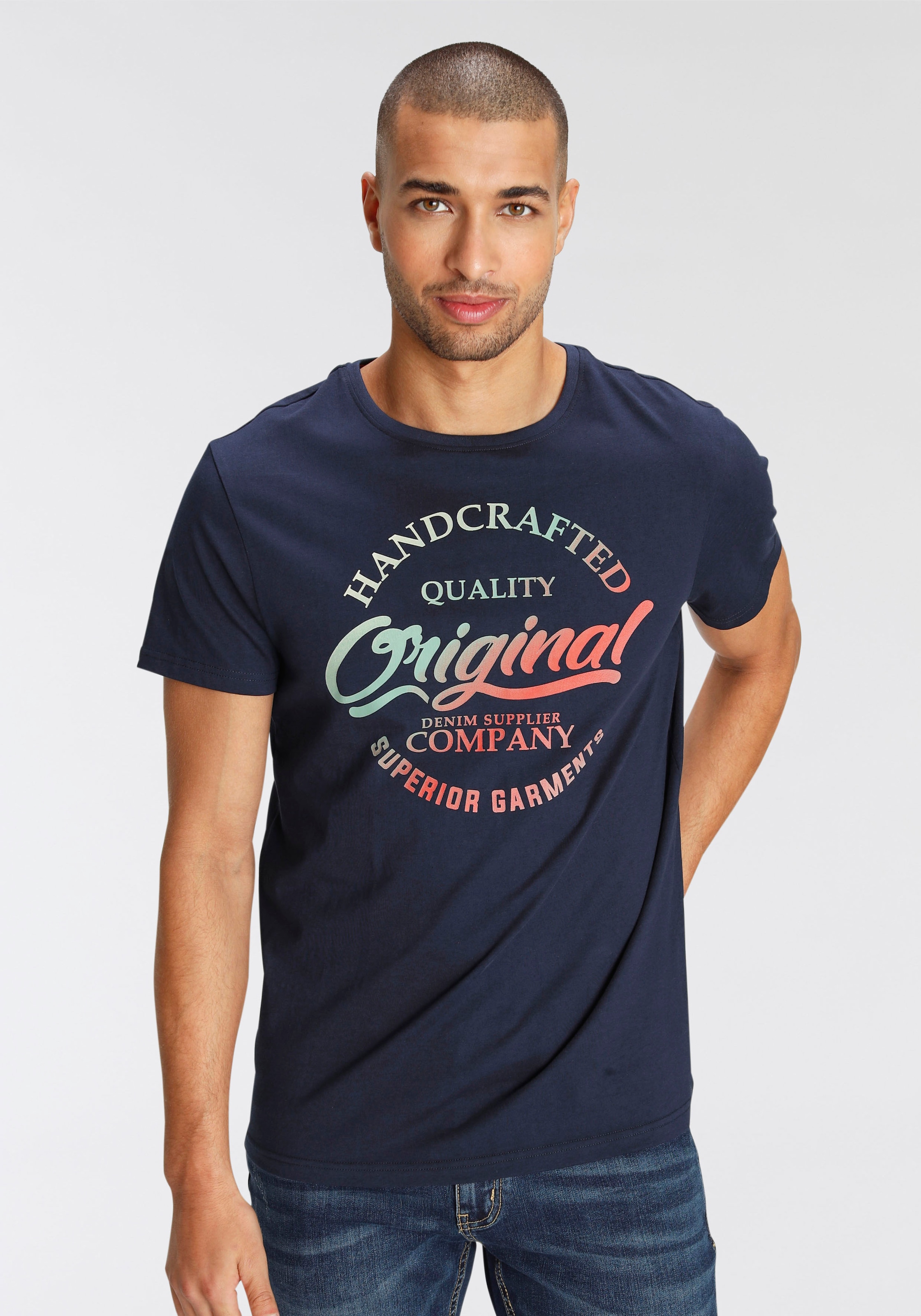 AJC T-Shirt , kurzärmelig,  schmaler Schnitt,  bedruckt oder unifarben
