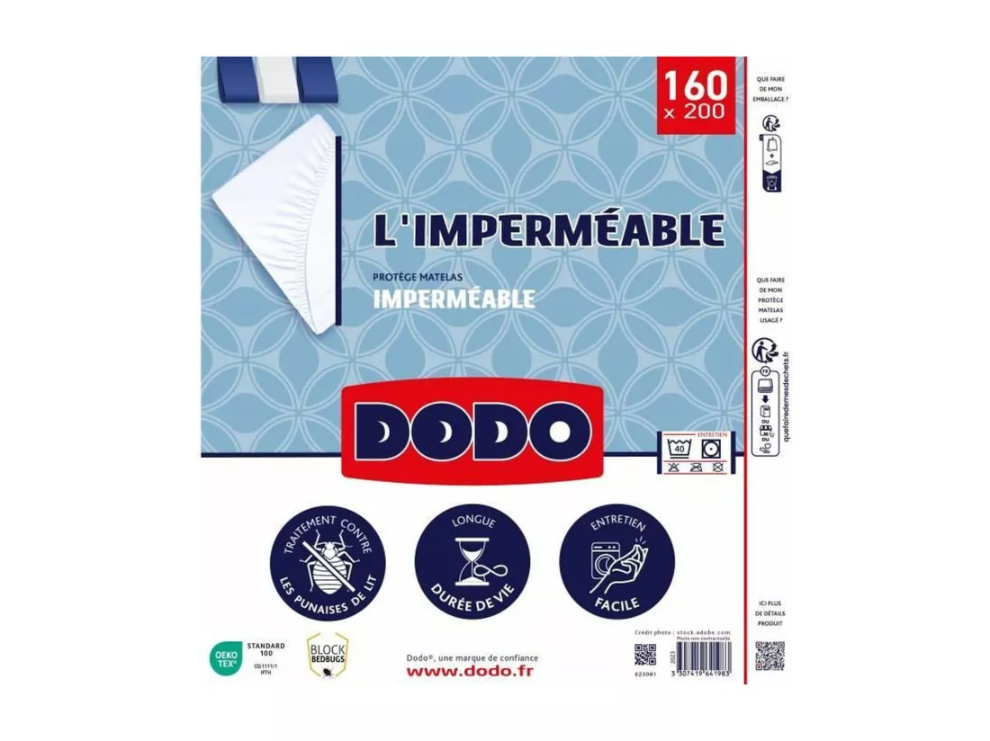 Protège matelas imperméable - 160 x 200 cm - Coton/Polyester