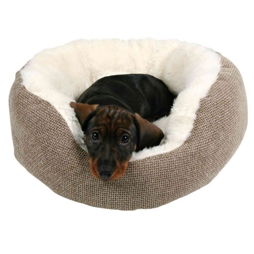 Cama redonda Trixie Yuma marrom e branca para cães e gatos