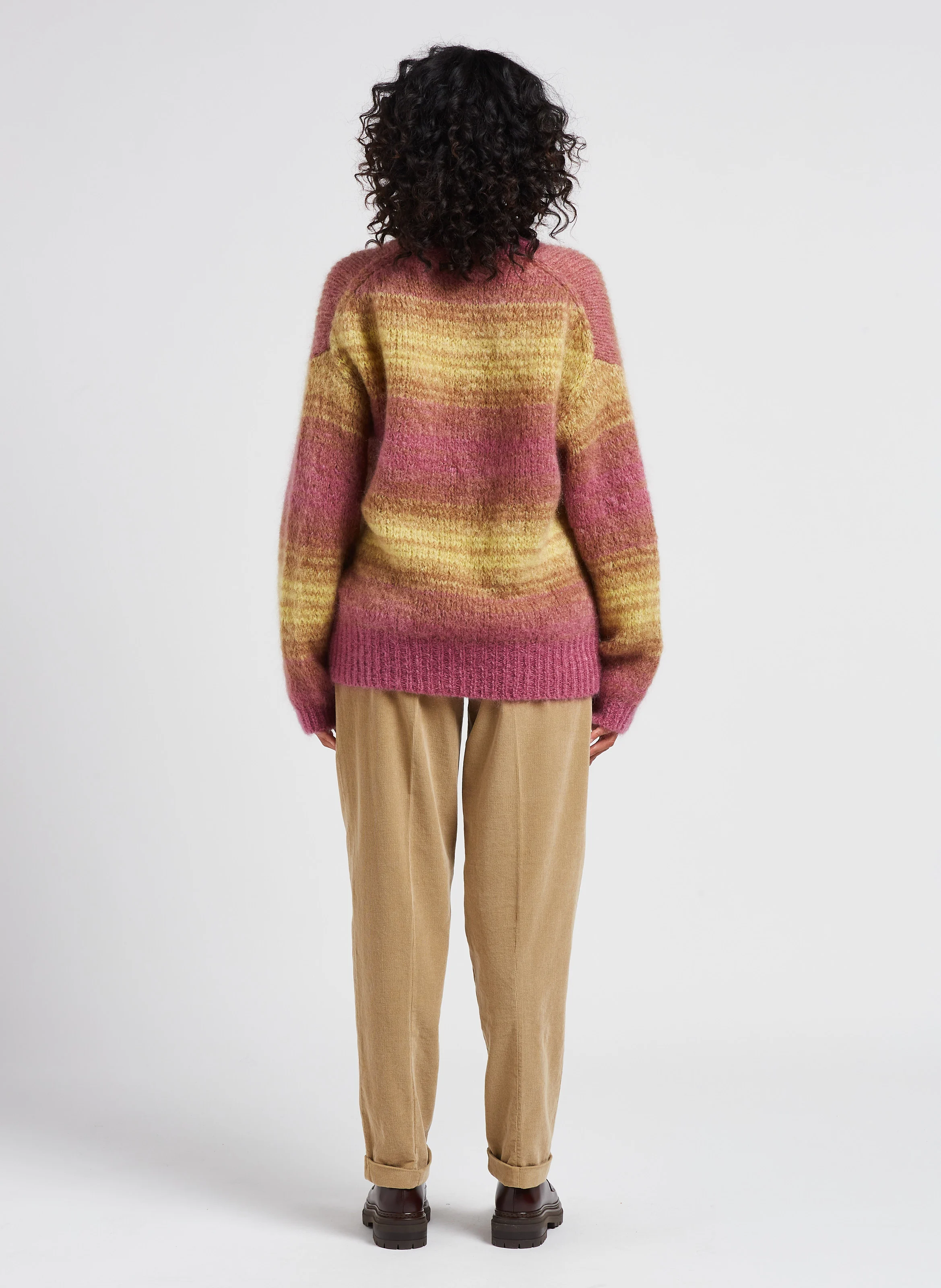 Pantalon carotte en coton de velours côtelé| Marron