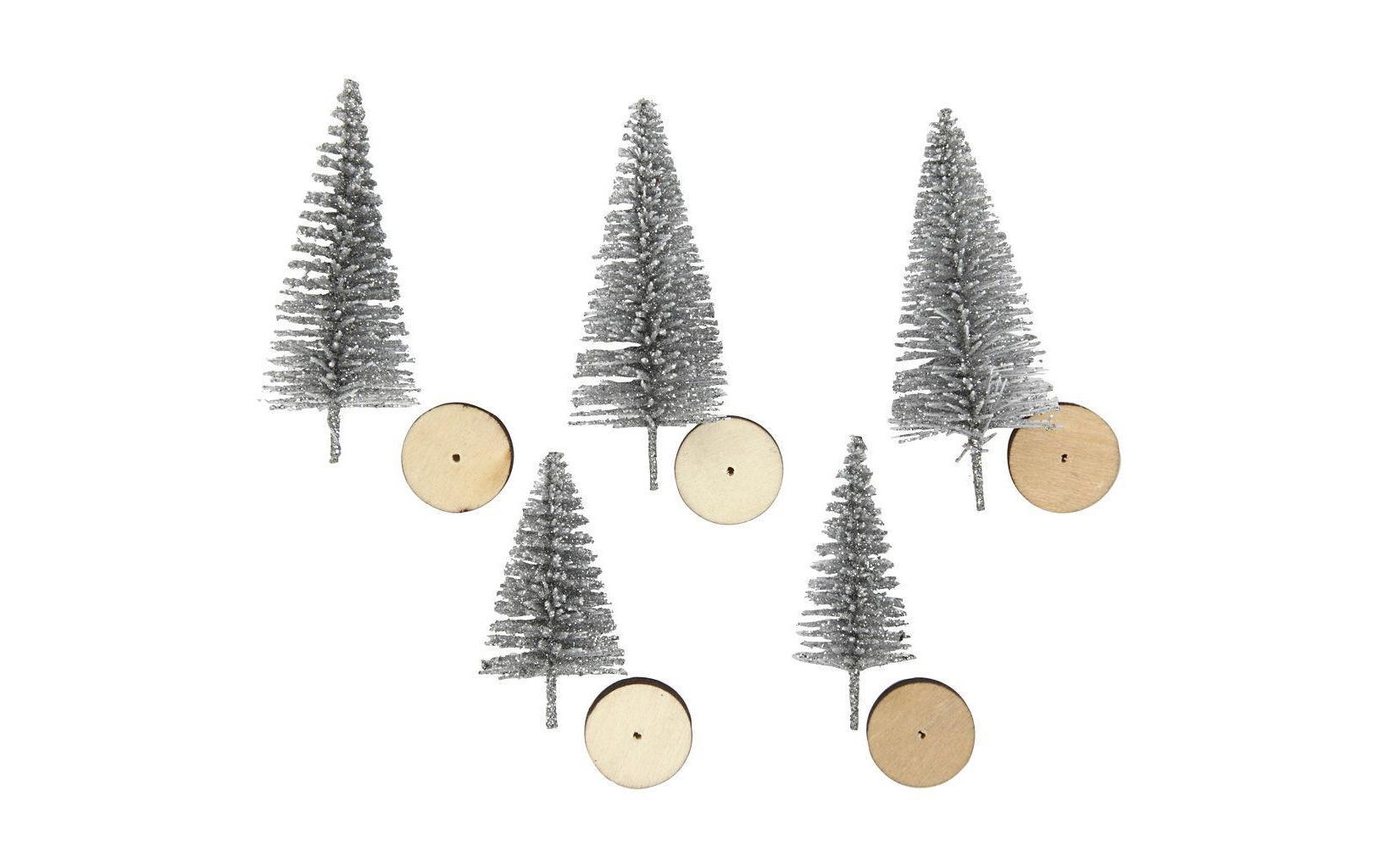 Weihnachtsbäume Silber, 5 StückDeko Weihnachtsbaum klein