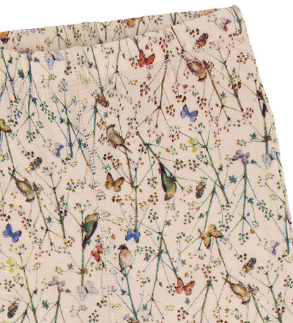 Mikk-Line Leggings - Wolle/Bambus - Off-White m. Print