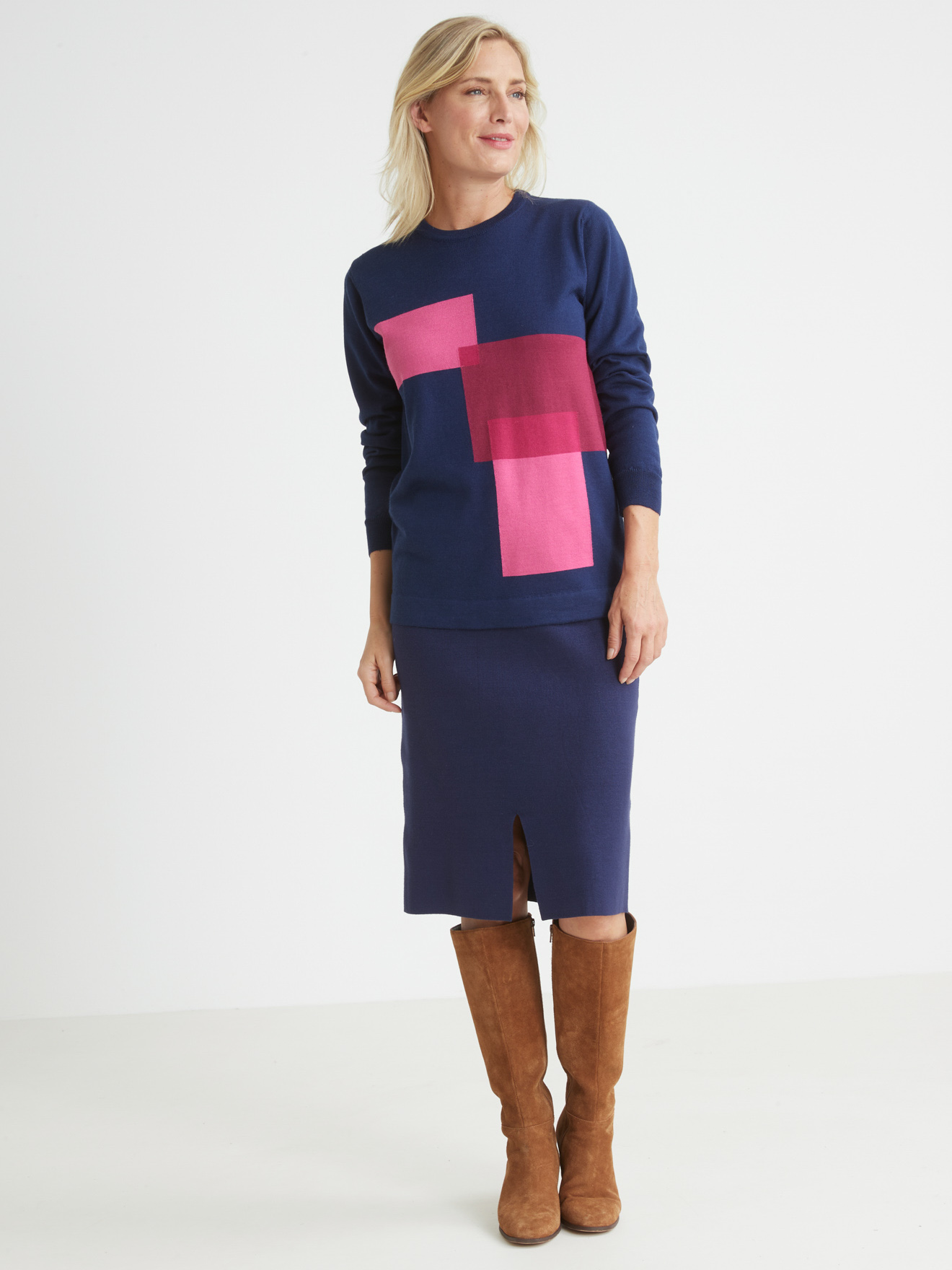 Pull tunique effet graphique