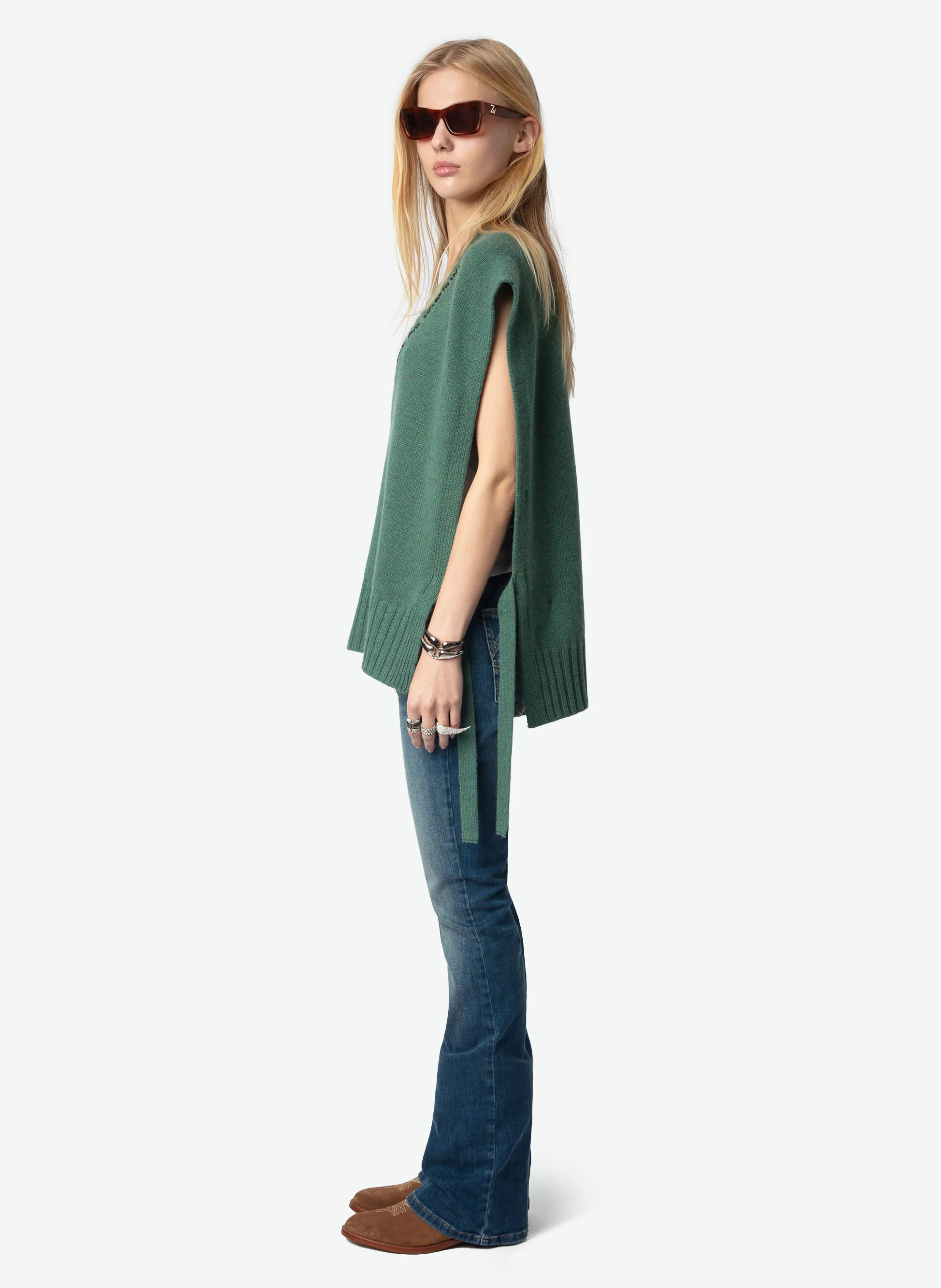 IDA - Pull sérigraphié en cachemire | Vert