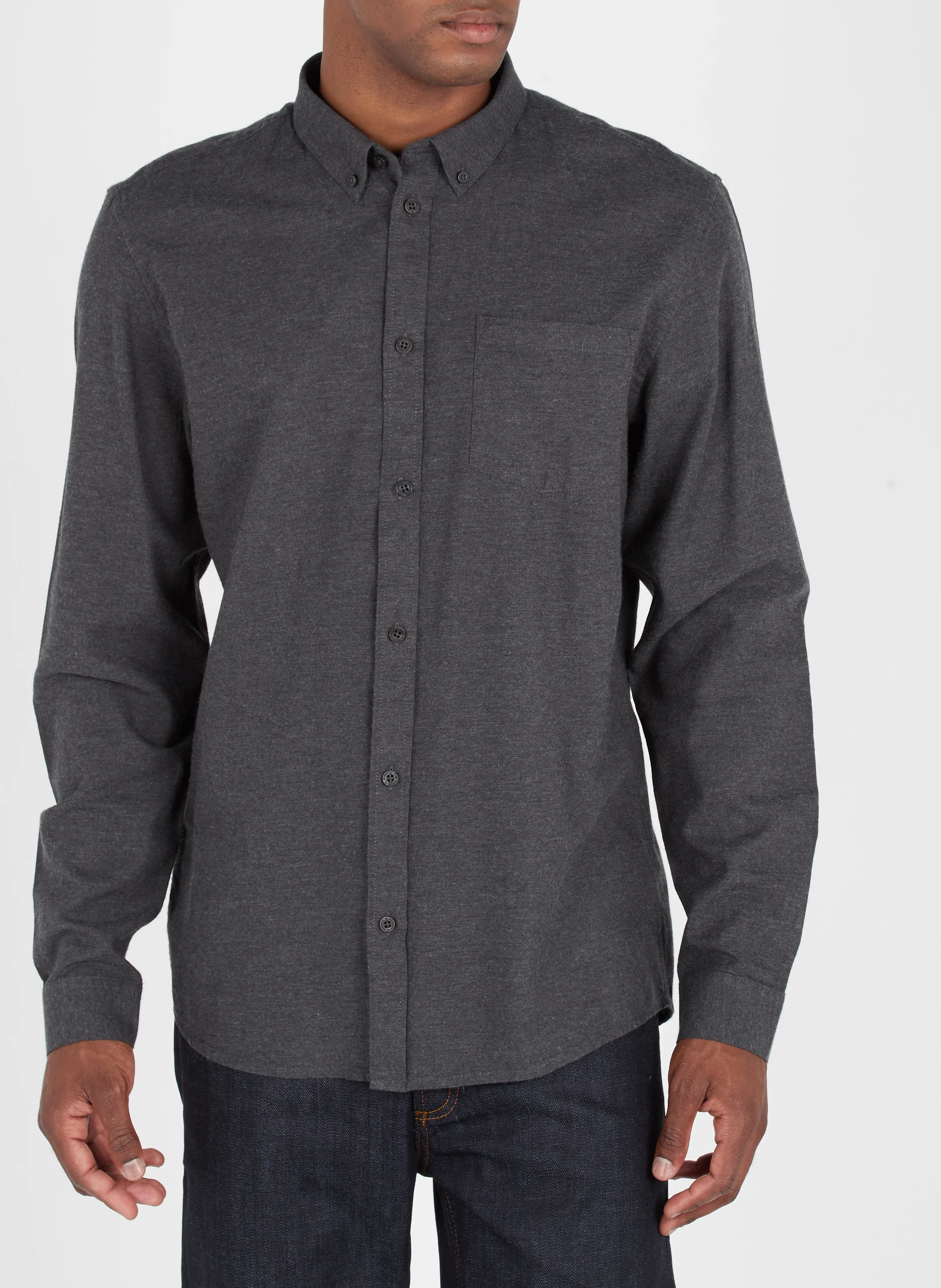 Chemise col américain regular-fit en coton | Argent