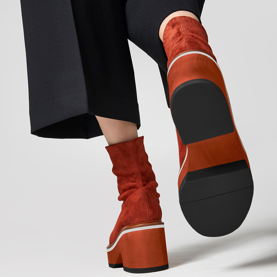 ANKLE BOOTS - ALBANE ankle boots, brick suede lambskin || OUTLET