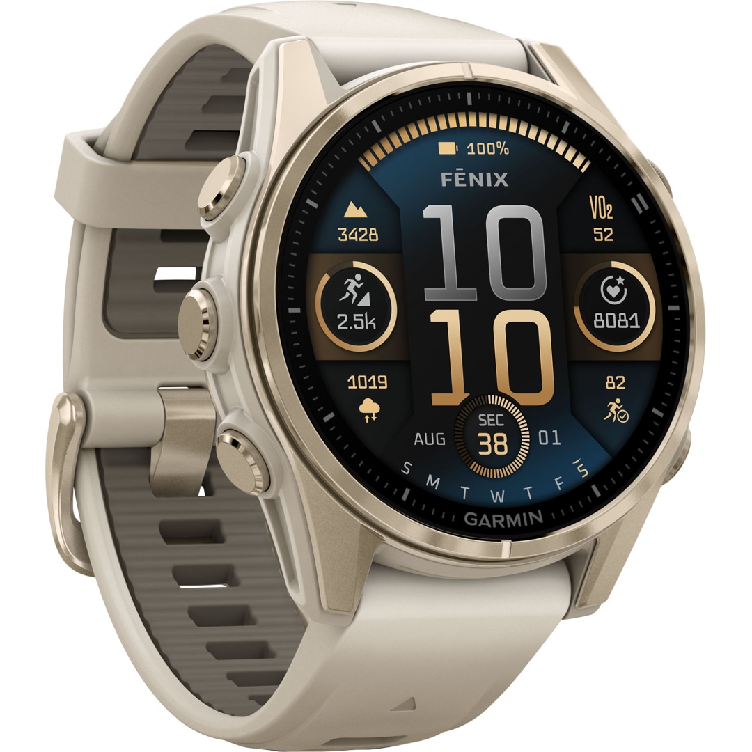 Garmin Fenix 8 - 43mm AMOLED Sapphire Nebelgrau / Softgold