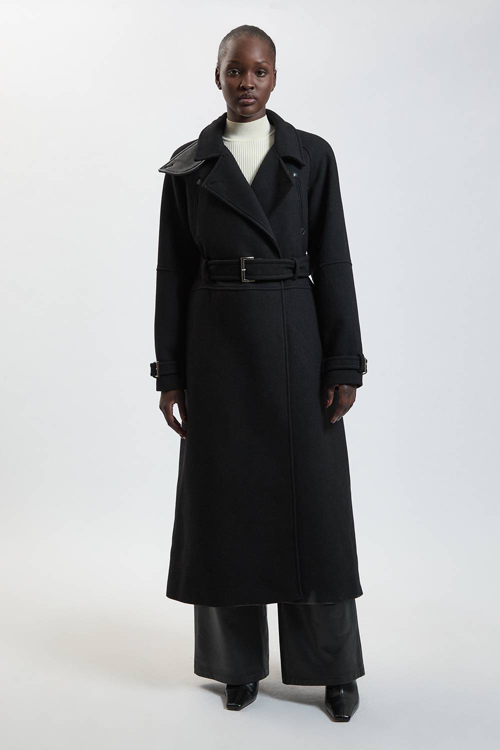 KarenMillen Manteau Trench Long En Laine Structuré