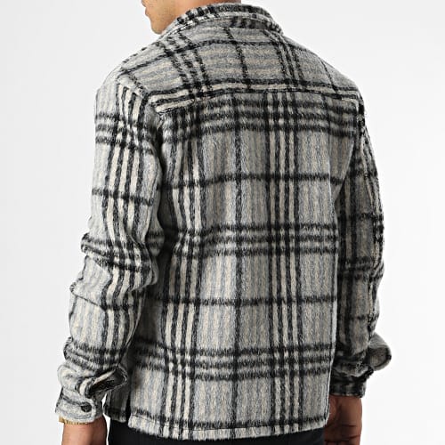 Veste Zippée à Carreaux Gris