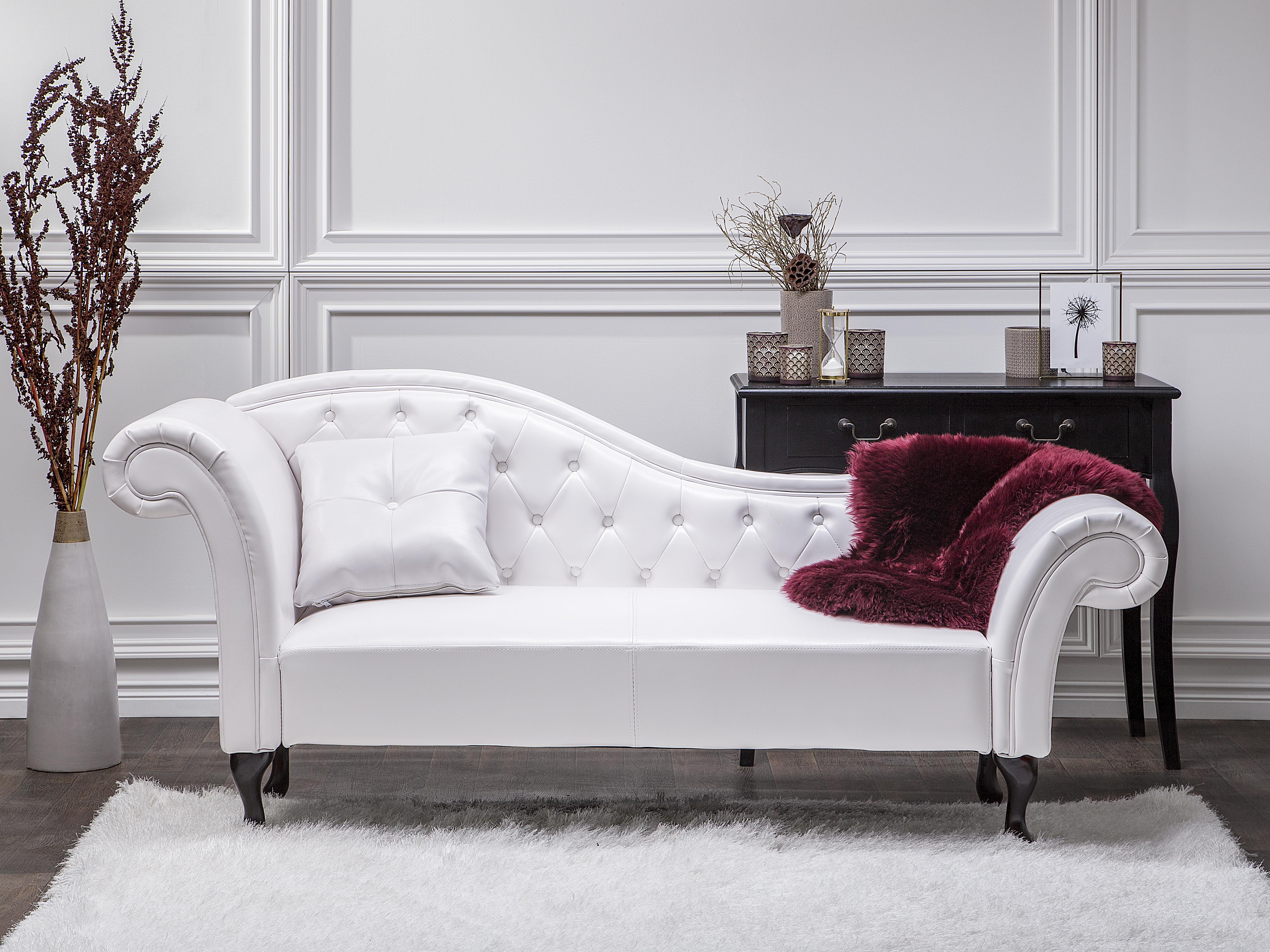 Linkszijdige chaise longue LATTES Kunstleer Wit