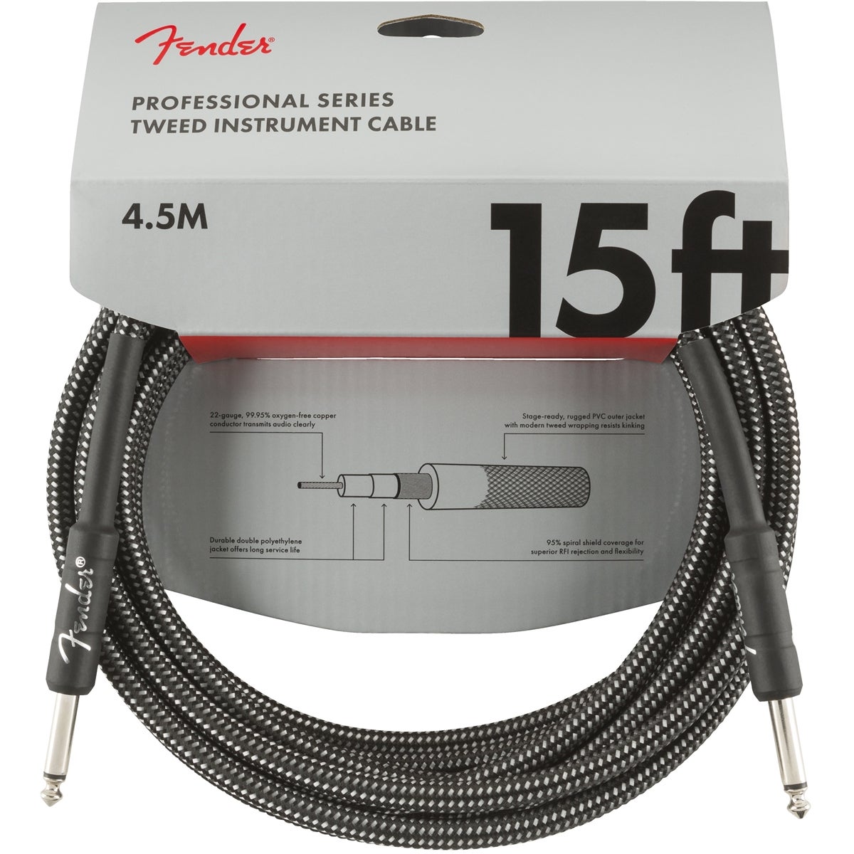 Fender Professional Tweed instrumentkabel 4.5 meter grijs
