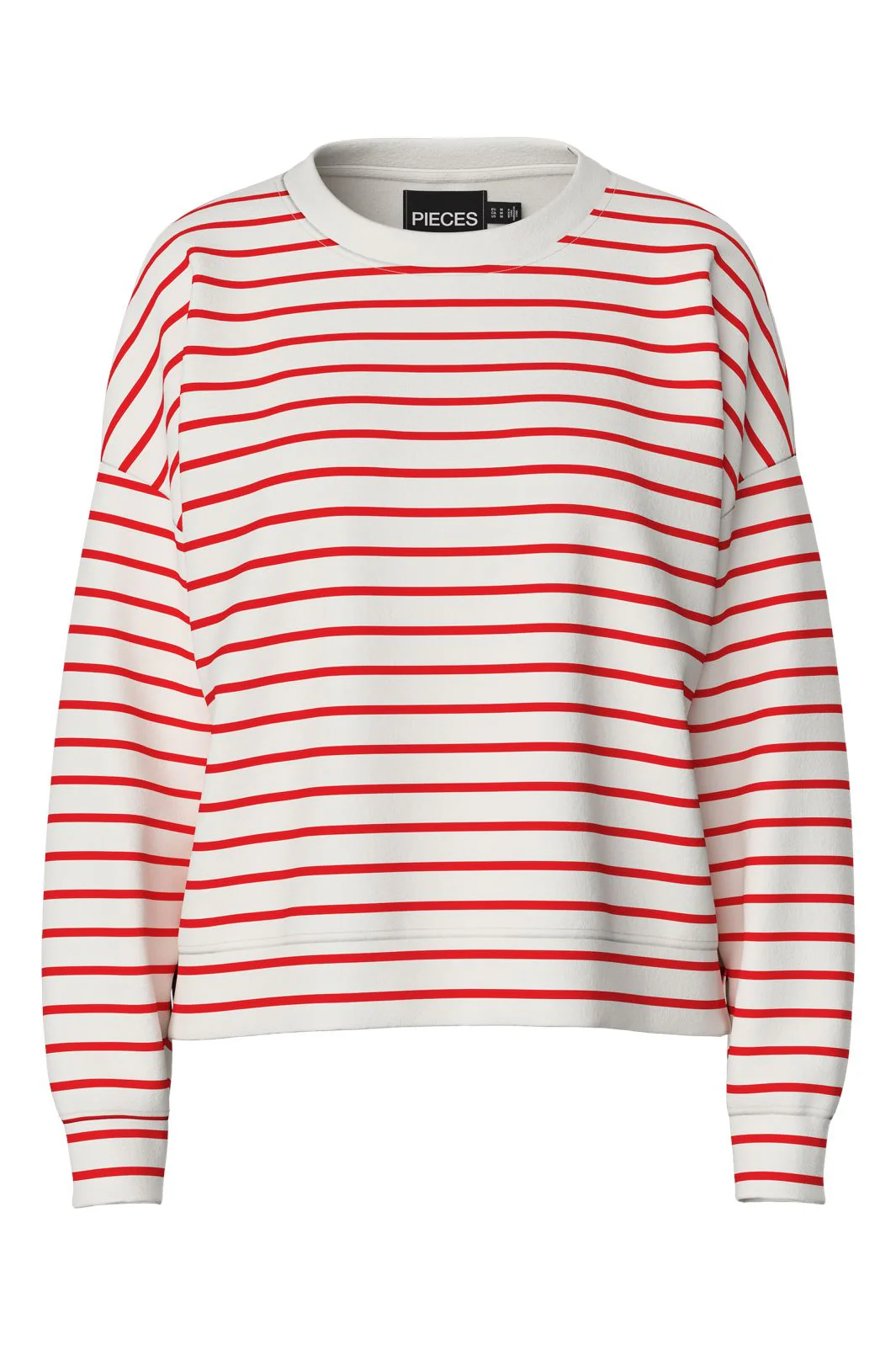Pieces Pcchilli Ls Sweat Stripes 4701525 cloud dancer poppy red