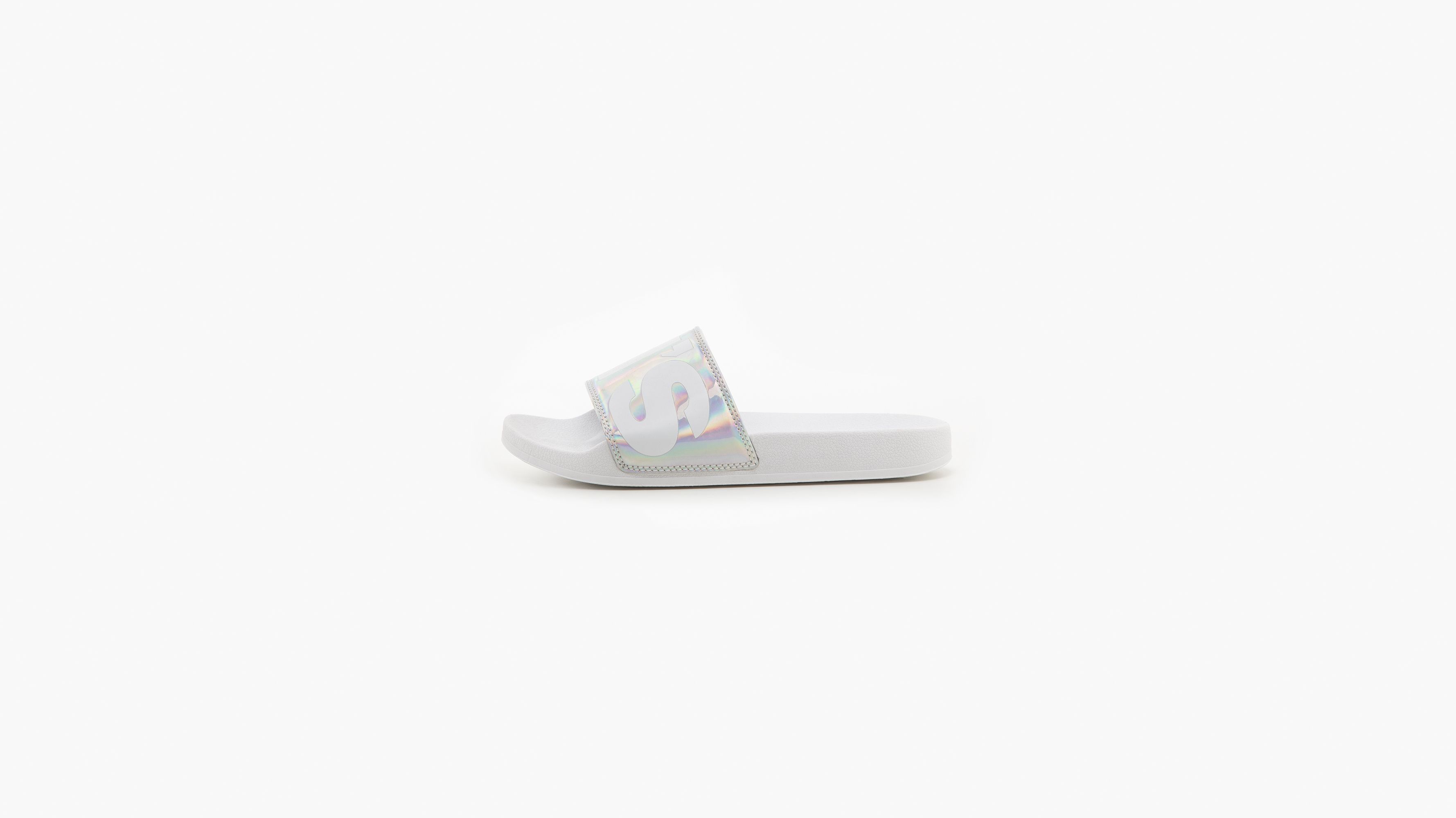 Claquettes June - Silver - Blanc