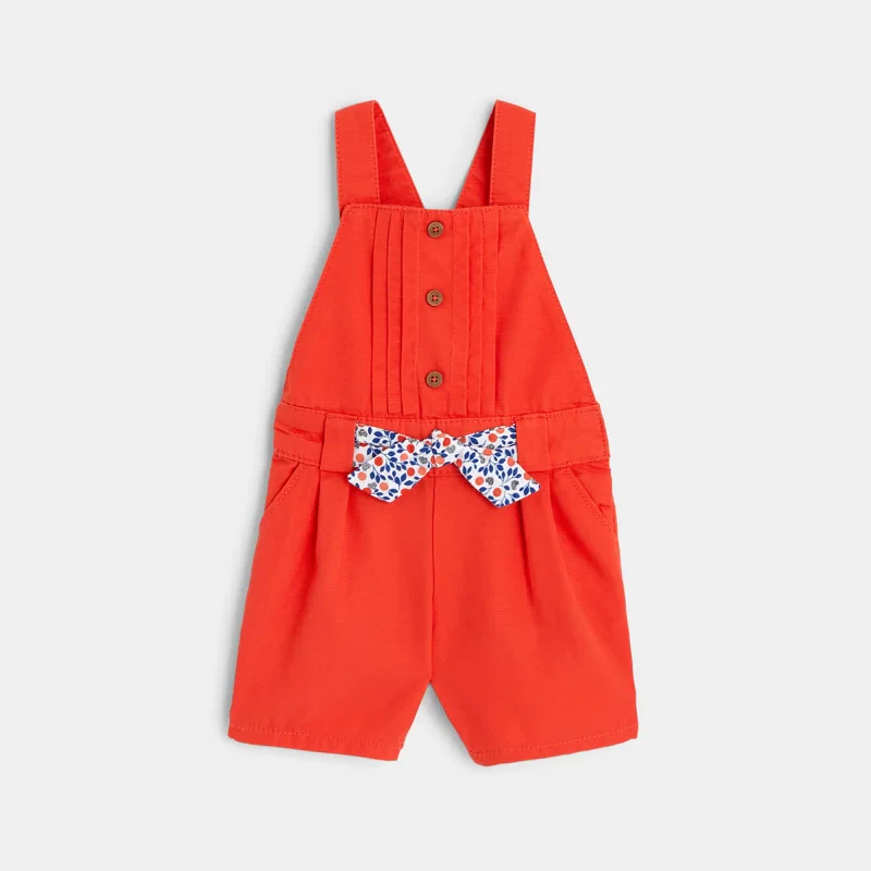 Salopette short coton fantaisie rouge bébé fille Rouge