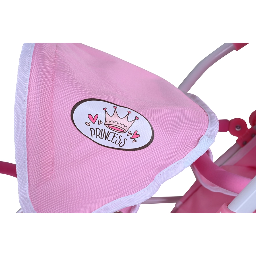 knorr toys® Zwillingspuppenwagen Milo - Princess white rose rosa