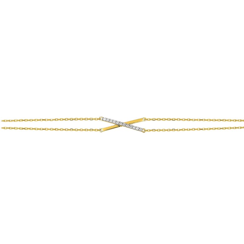 Bracelet Femme - Or 18 Carats - Diamant 0,04 Carats - Longueur : 18 cm