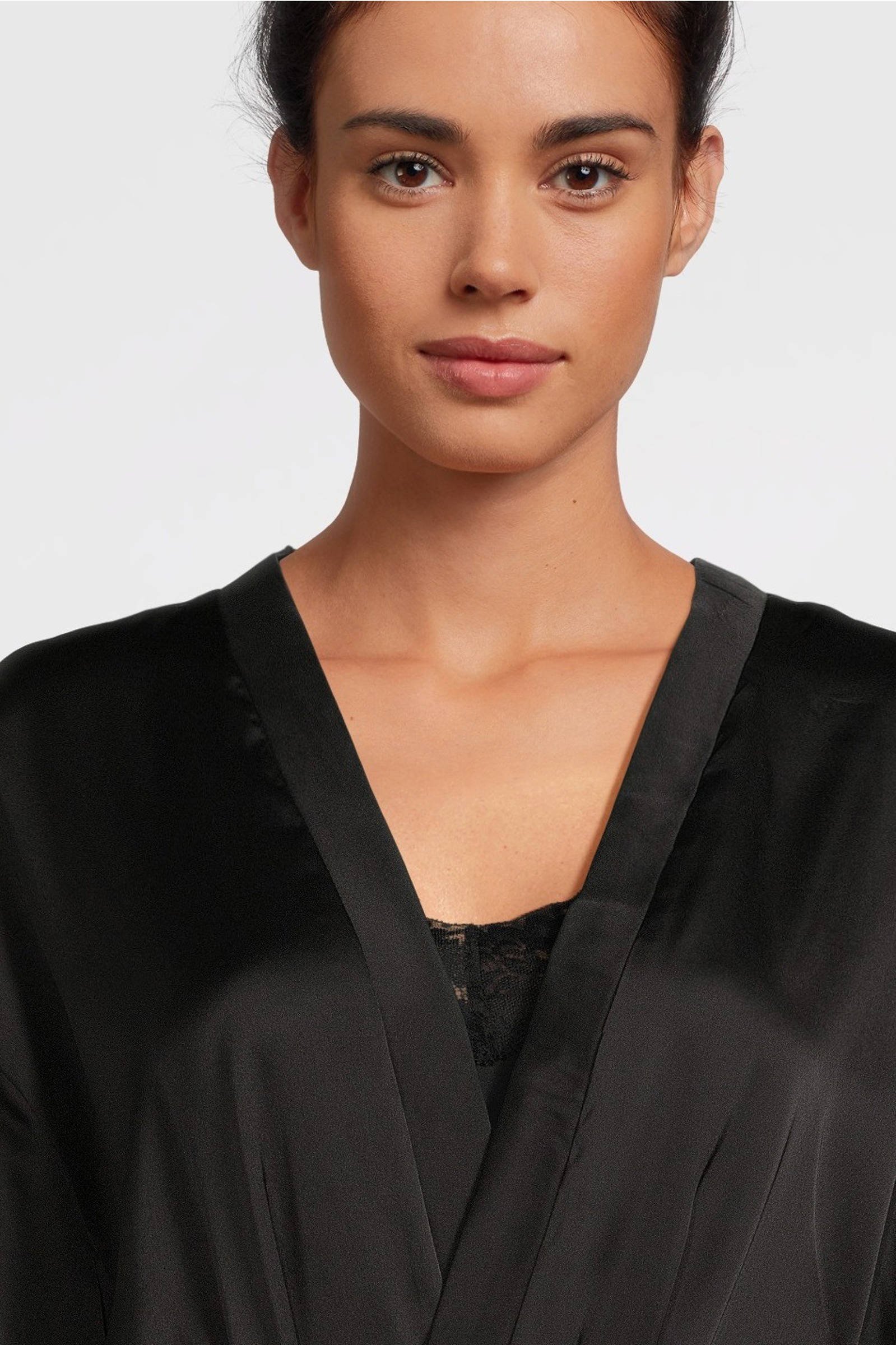 PIECES satijnen kimono PCANOVI zwart