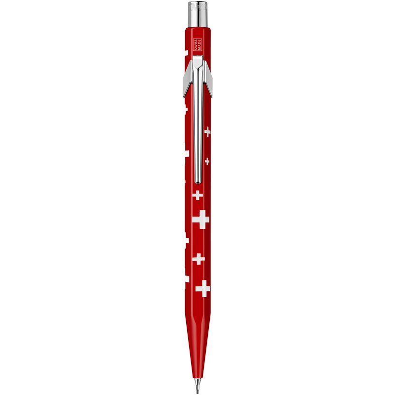 Caran d'Ache Druckbleistift 844, mit Schweizer Flagge, 0.7 mm, HB, weiss/rot