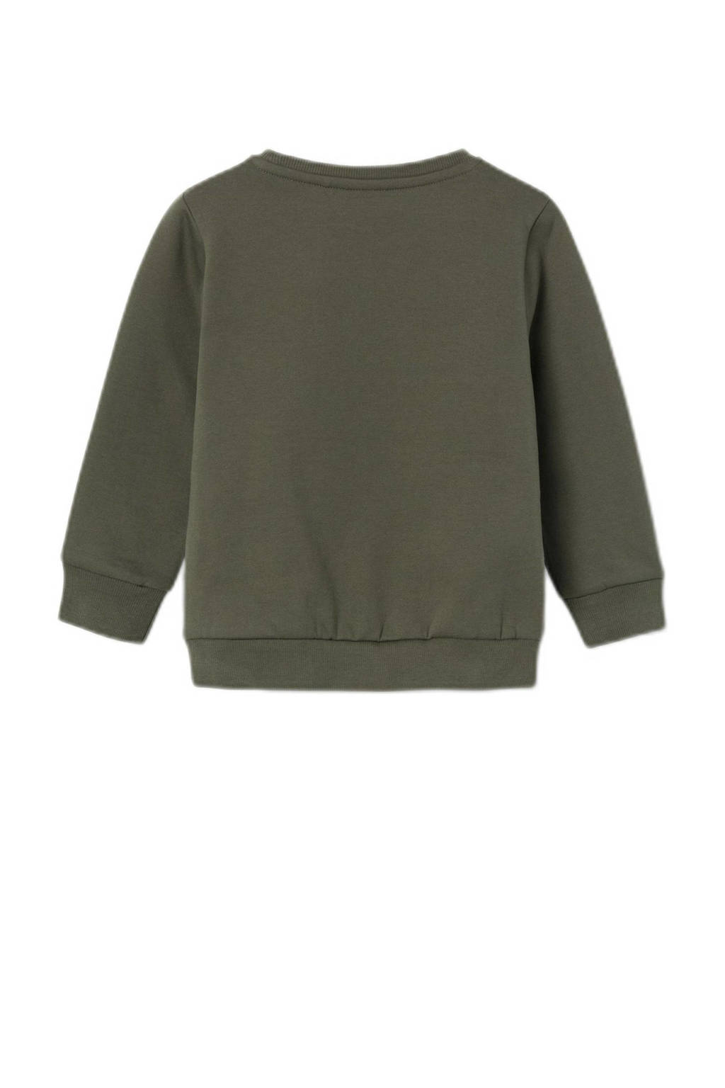 NAME IT sweater NMMNAT met printopdruk donkergroen