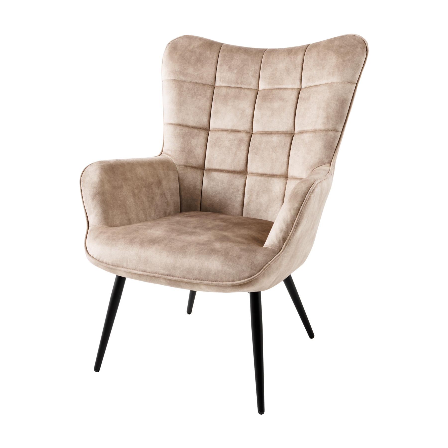 riess-ambiente Sessel SCANDINAVIA - modern champagner beige Samt schwarze Metallbeine mit Armlehne