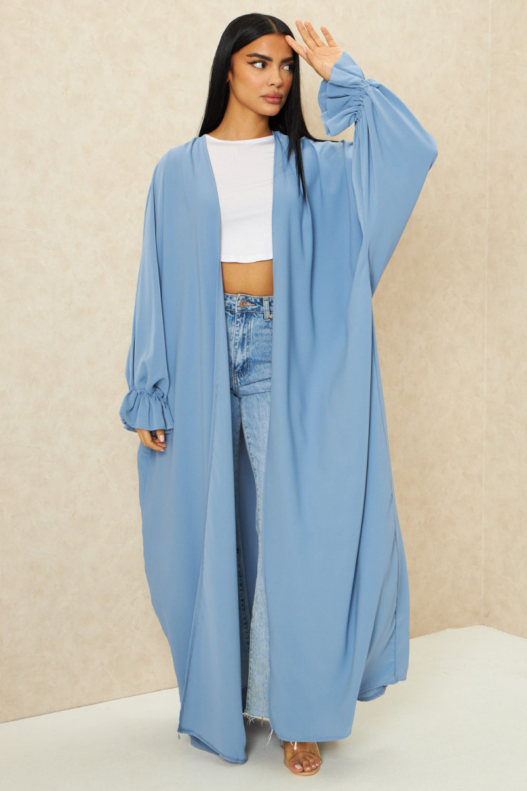 Kimono long ouvert bleu