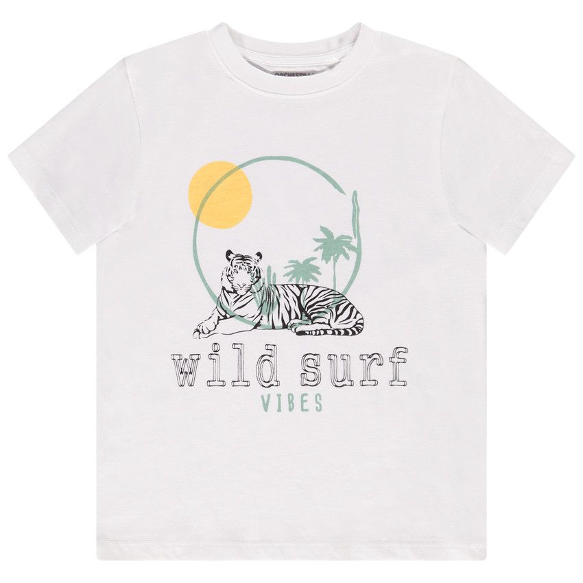 T-shirt manches courtes en jersey avec print fantaisie pour garçon - Blanc