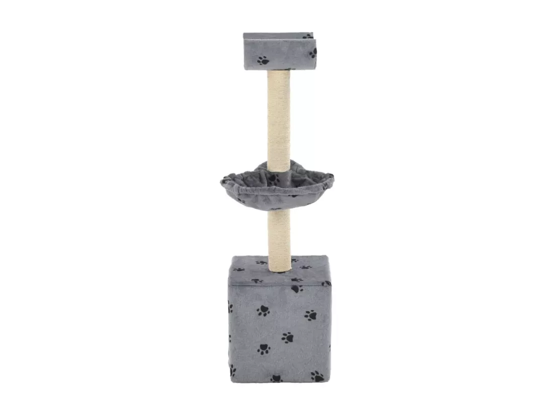 Arbre à chat et griffoir Sisal 105 cm Empreintes de pattes Gris