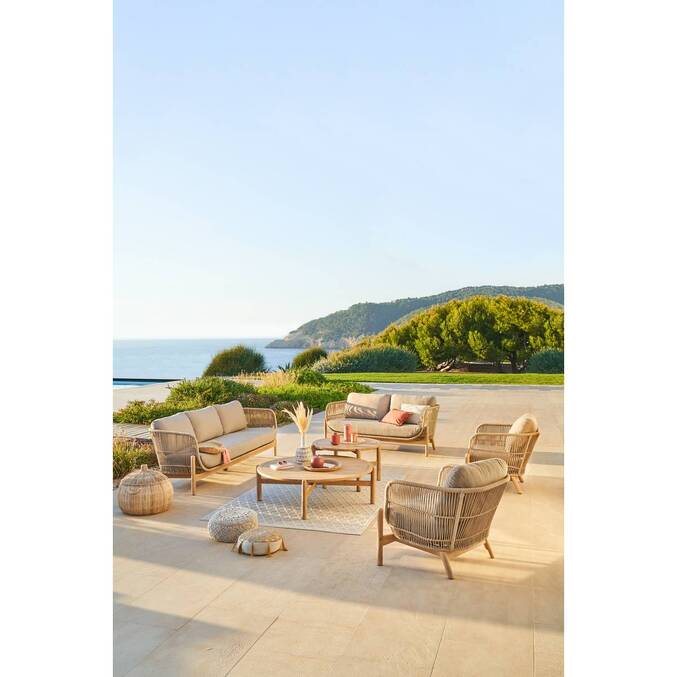Fauteuil de salon de jardin DEONA Taupe & Acacia