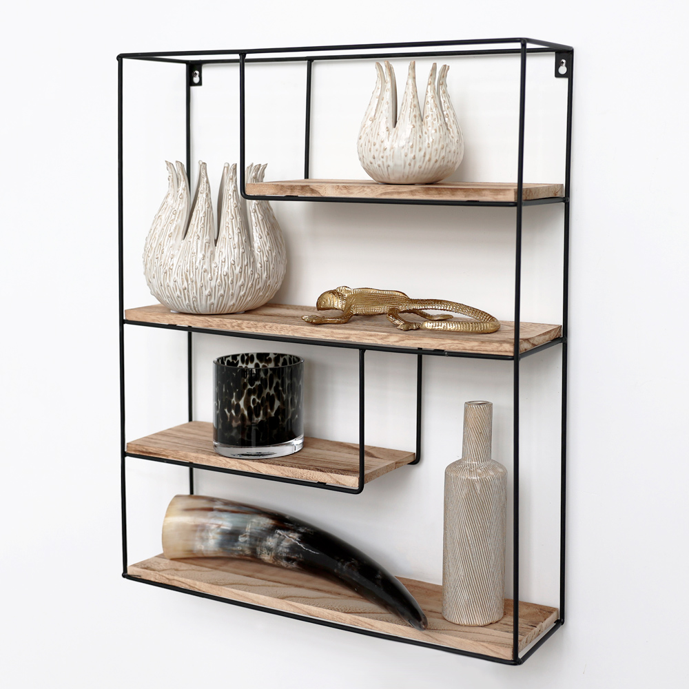 Etagère murale en métal noir - rectangle - 55x45x11 cm