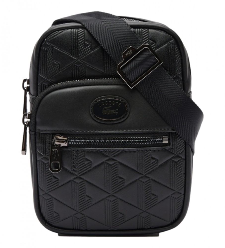 Bolsa transversal Lacoste de couro preta