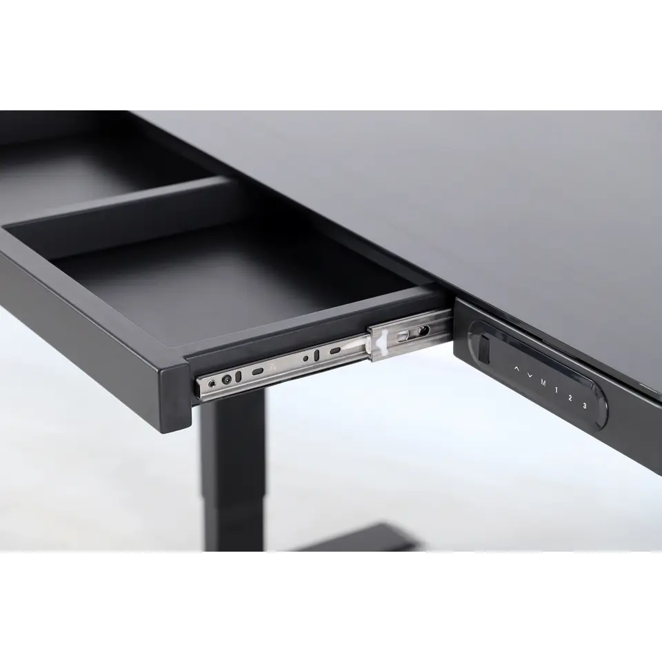 Elektrisch verstelbaar bureau / thuiswerkplek - 120x60 cm - Glas zwar