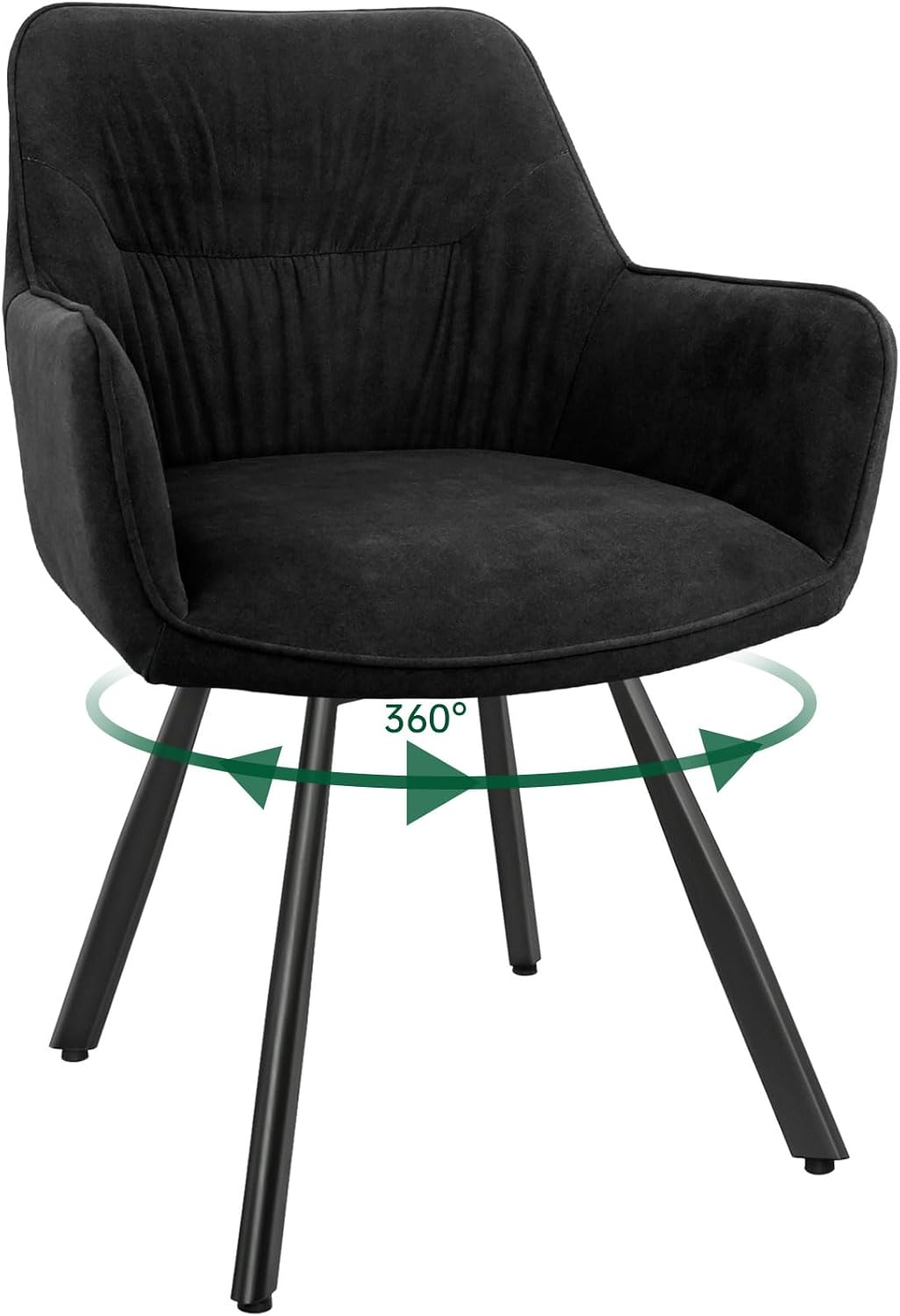 Esszimmerstuhl 6er Set drehbar, Armlehnstuhl drehbar 360°,Moderner Polsterstuhl Stuhl Samt, Stühle für Esszimmer,Küchenstuhl für Wohnzimmer, Arbeitszimmer,Schlafzimmer,Schwarz